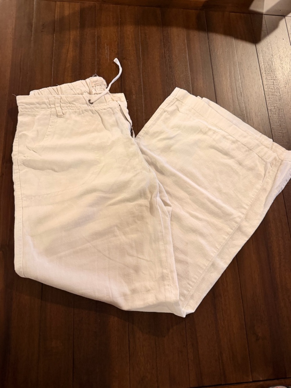 Just Living Relaxed Wide-Leg Drawstring Pants in White